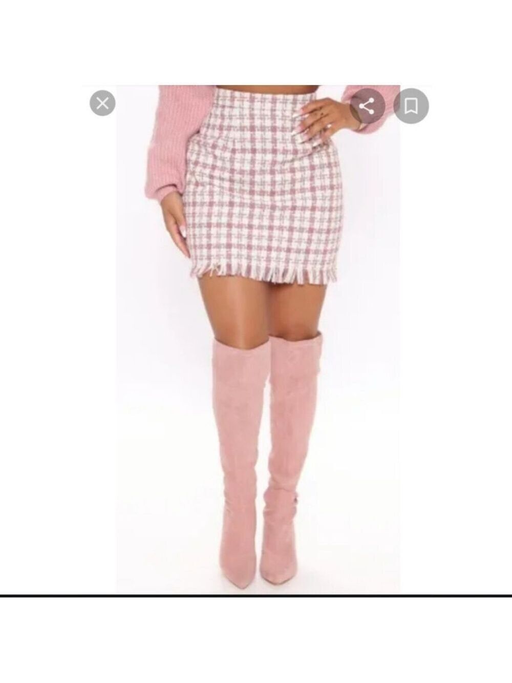 Plaid Mini Skirt Pink Size Medium